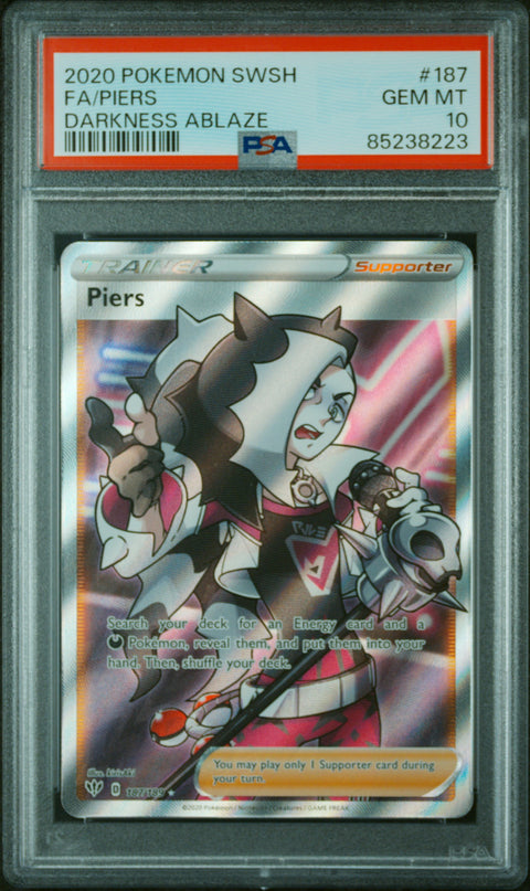 2020 Pokemon Sword & Shield Darkness Ablaze #187 Fa/Piers Darkness Ablaze PSA 10