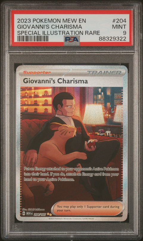 2023 Pokemon Mew En-151 #204 Giovanni'S Charisma Special Illustration Rare PSA 9