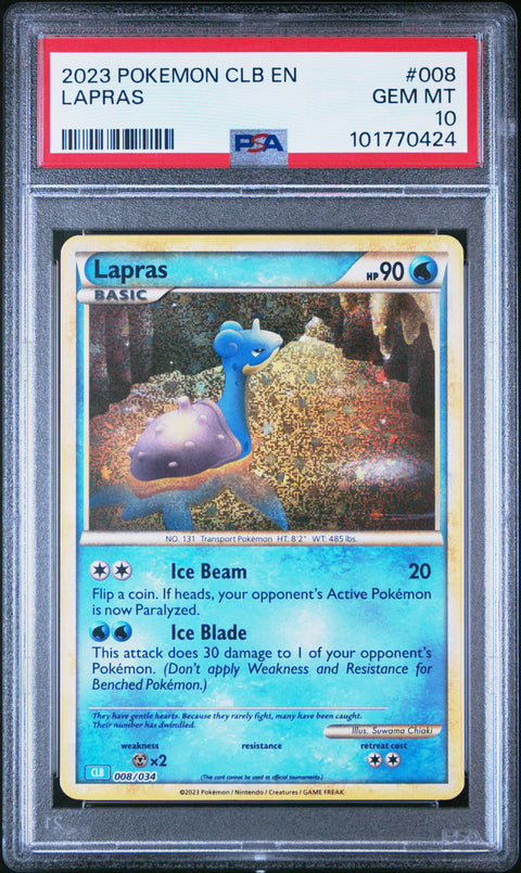 2023 Pokemon Clb- Classic Blastoise & Suicune Ex Deck #008 Lapras PSA 10