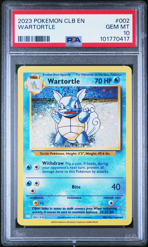 2023 Pokemon Clb- Classic Blastoise & Suicune Ex Deck #002 Wartortle PSA 10