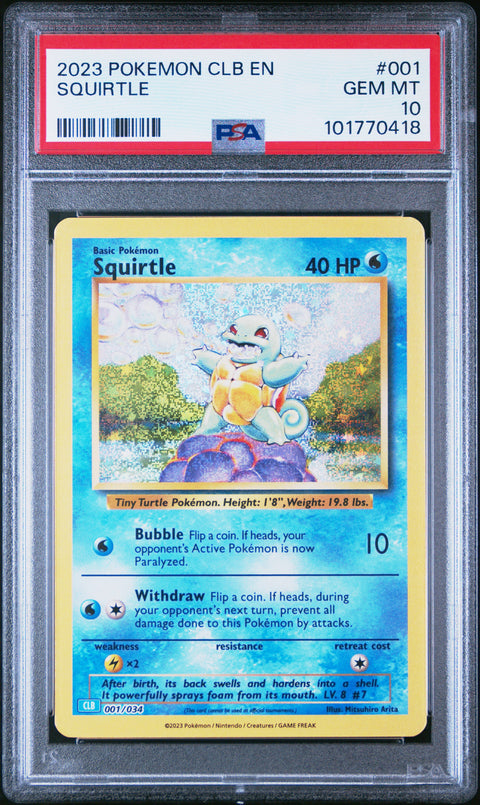 2023 Pokemon Clb- Classic Blastoise & Suicune Ex Deck #001 Squirtle PSA 10