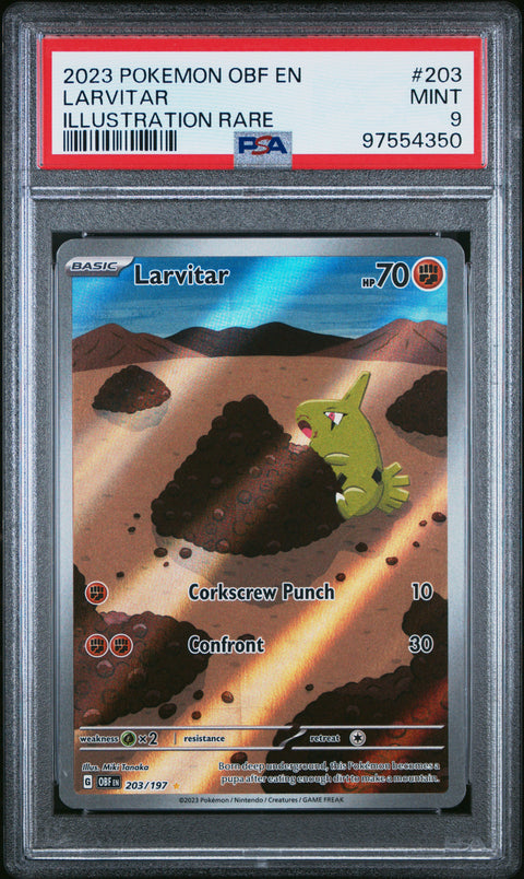 2023 Pokemon Obf En-Obsidian Flames #203 Larvitar Illustration Rare PSA 9