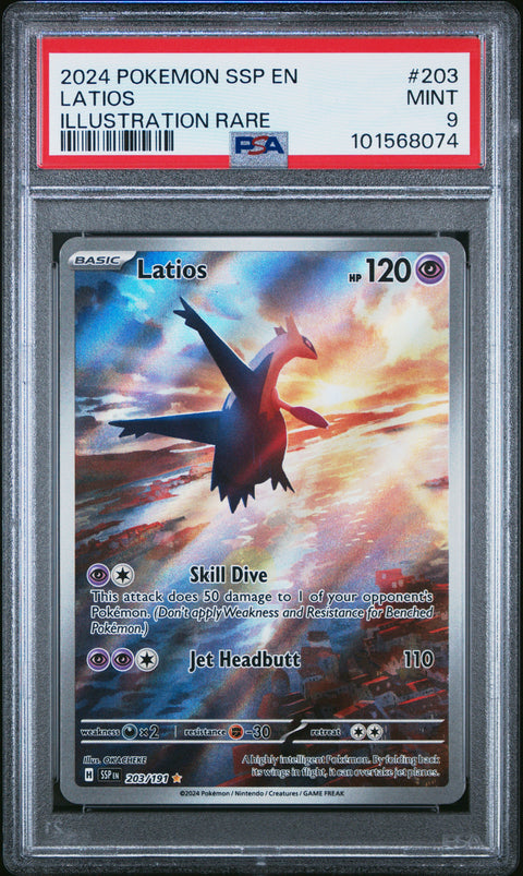 2024 Pokemon Ssp En-Surging Sparks #203 Latios Illustration Rare PSA 9