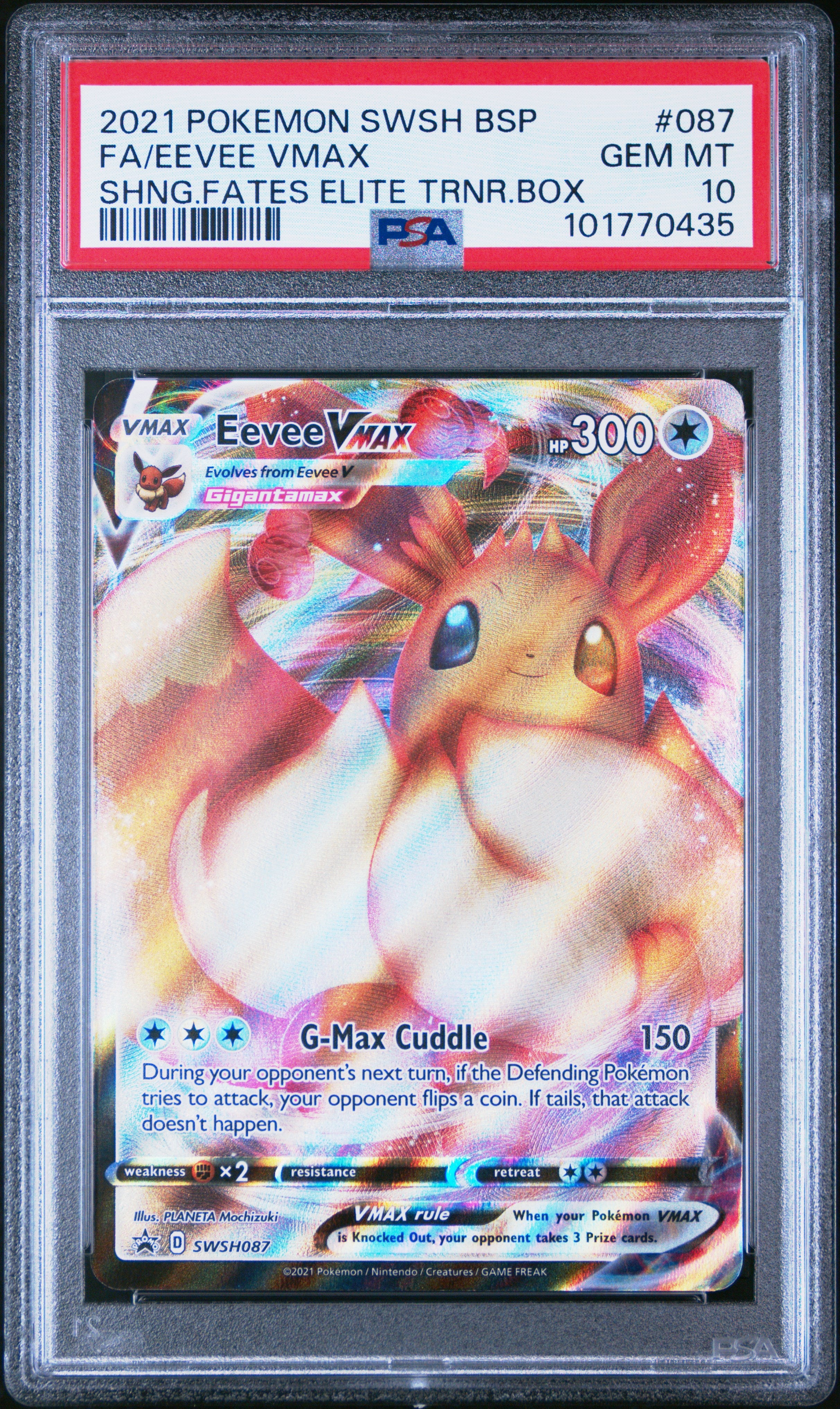 eevee pokemon card vmax 2021 Pokemon Swsh Black Star Promo #087 Fa/Eevee Vmax PSA 10