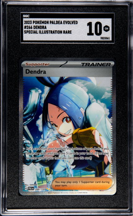 2023 Pokemon Paldea Evolved #266 Dendra Special Illustration Rare SGC Aloha Card Shop 2023 Pokemon Paldea Evolved #266 Dendra Special Illustration Rare SGC Aloha Card Shop