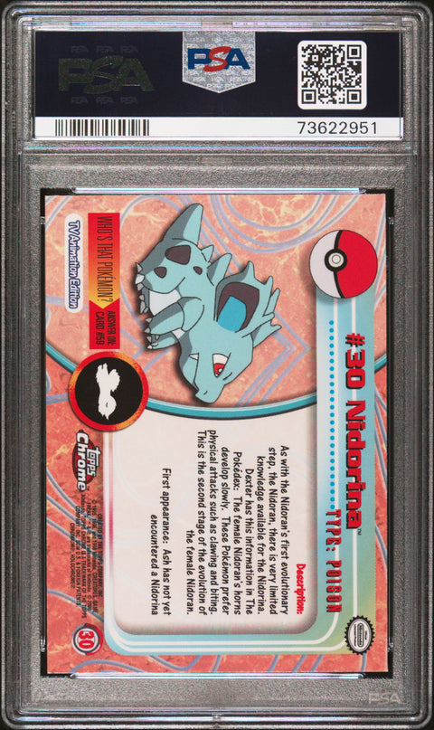 2000 Topps Chrome Pokemon T.V. #30 Nidorina Pokemon T.V. PSA 9