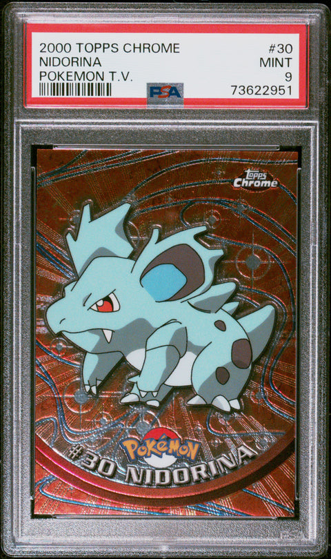 2000 Topps Chrome Pokemon T.V. #30 Nidorina Pokemon T.V. PSA 9