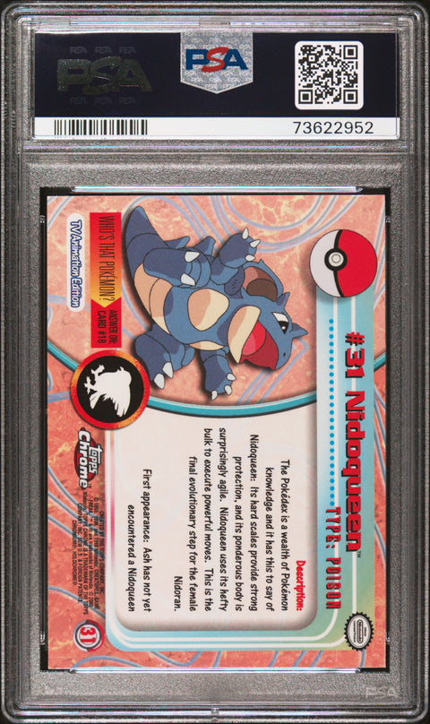 2000 Topps Chrome Pokemon T.V. #31 Nidoqueen Pokemon T.V. PSA 9