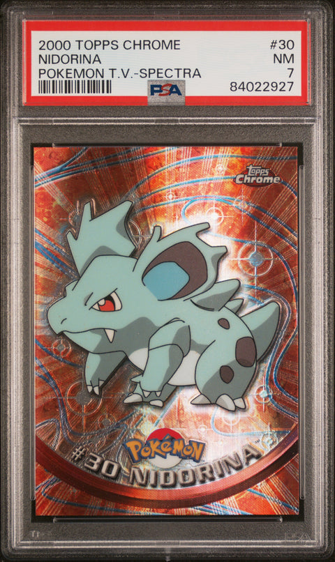 2000 Topps Chrome Pokemon T.V. #30 Nidorina Pokemon T.V.-Spectra PSA 7