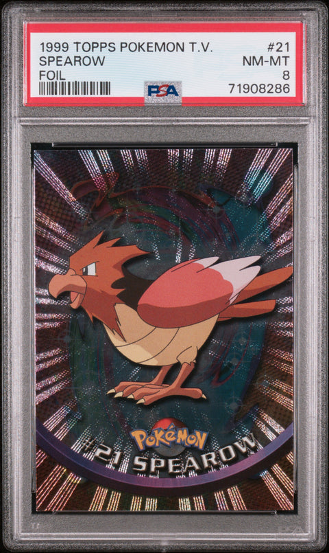 1999 Topps Pokemon Tv #21 Spearow Foil PSA 8