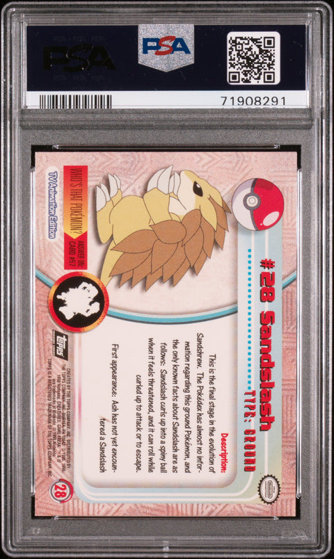 1999 Topps Pokemon Tv #28 Sandslash Foil PSA 8
