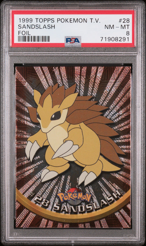 1999 Topps Pokemon Tv #28 Sandslash Foil PSA 8