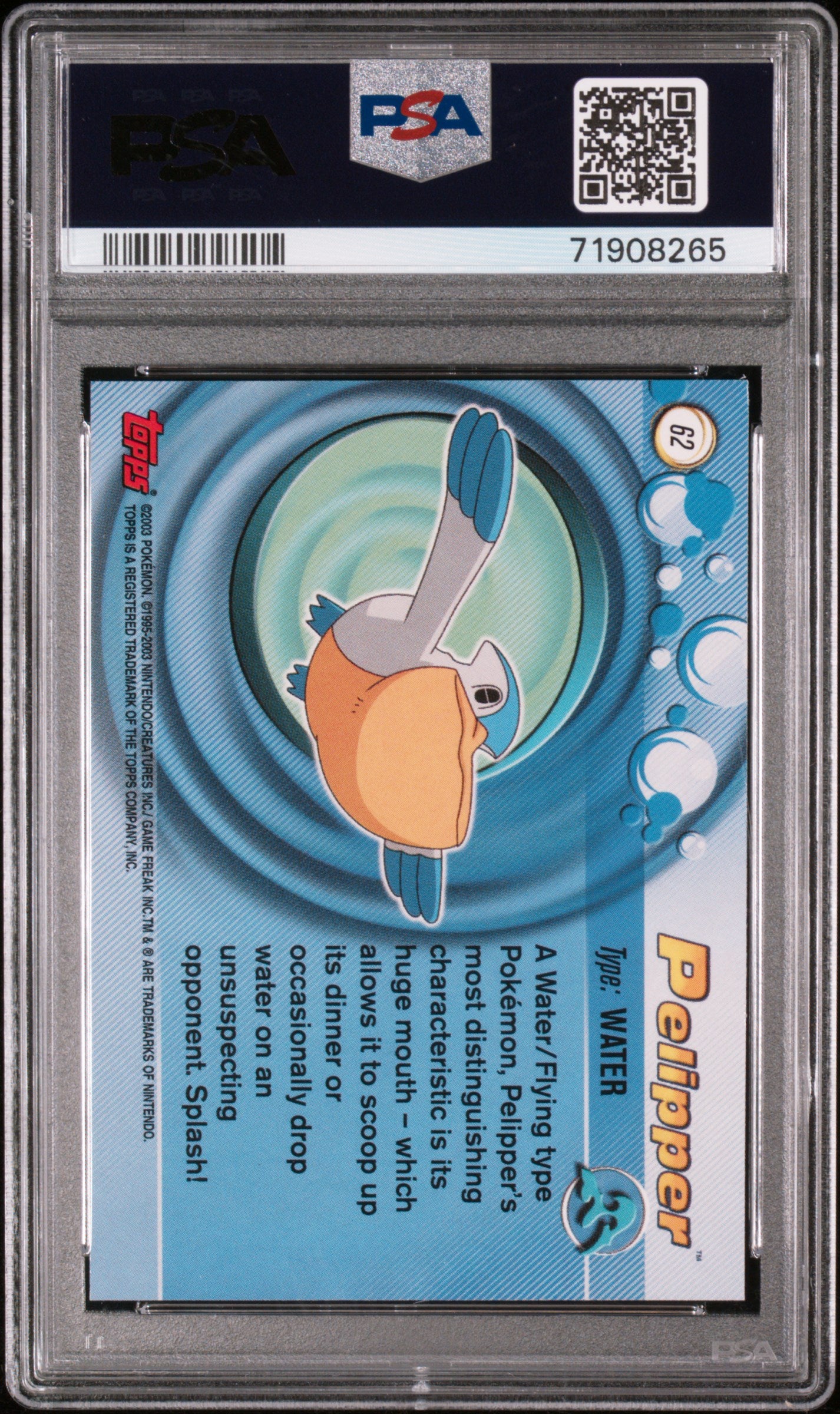 2003 Topps Pokemon Advanced #62 Pelipper Advanced-Foil PSA 7