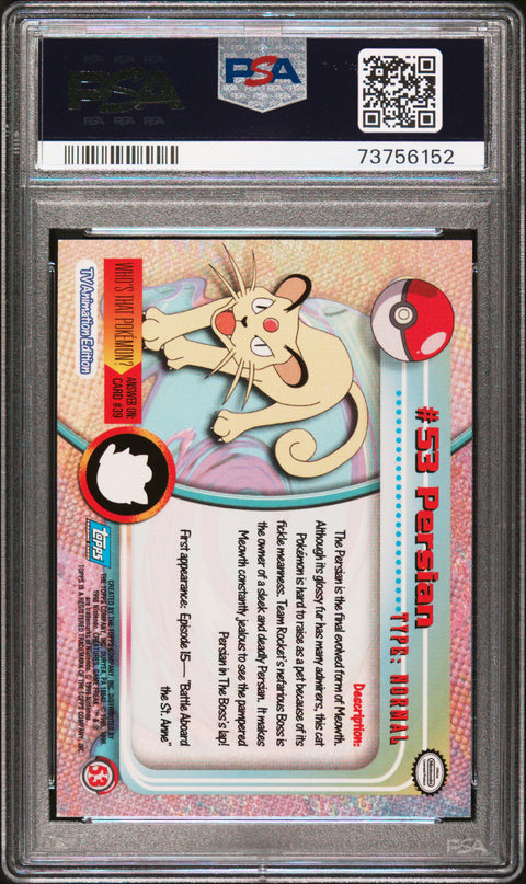 1999 Topps Pokemon Tv #53 Persian PSA 8