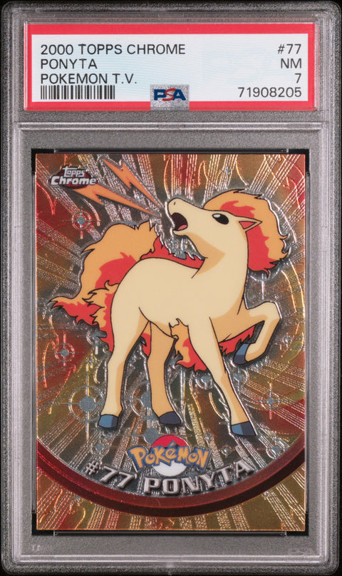 2000 Topps Chrome Pokemon T.V. #77 Ponyta Pokemon T.V. PSA 7