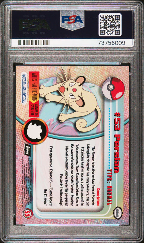 1999 Topps Pokemon Tv #53 Persian PSA 9