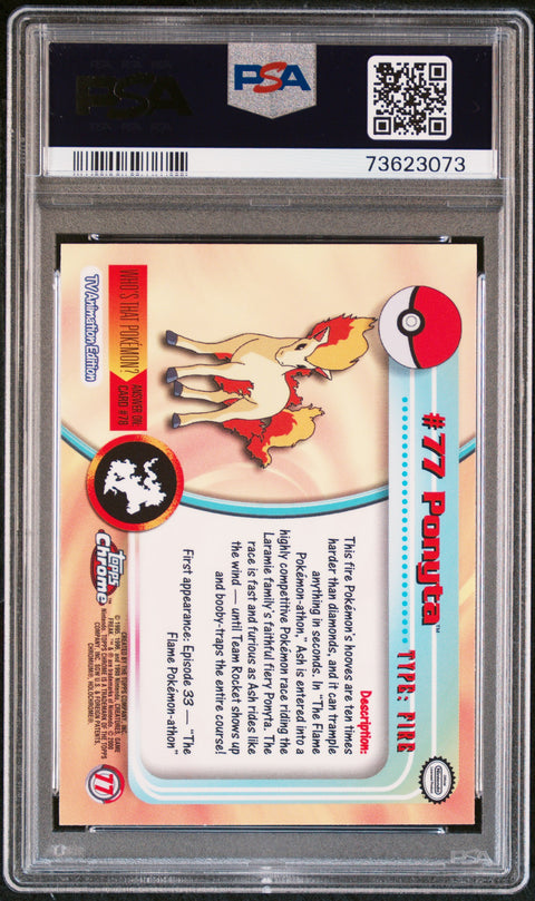 2000 Topps Chrome Pokemon T.V. #77 Ponyta Pokemon T.V. PSA 9