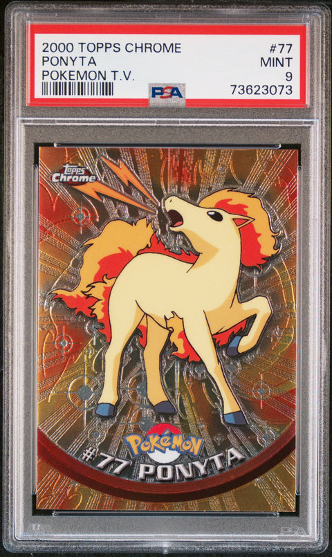 2000 Topps Chrome Pokemon T.V. #77 Ponyta Pokemon T.V. PSA 9