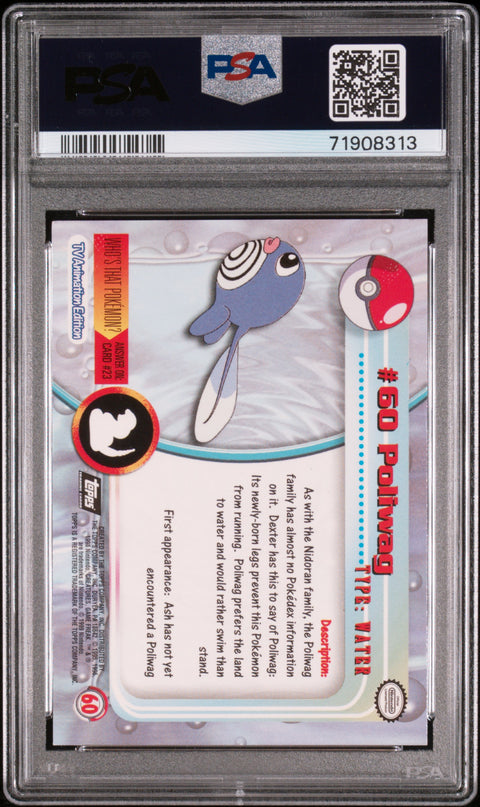 1999 Topps Pokemon Tv #60 Poliwag Foil PSA 7