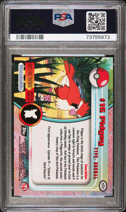 1999 Topps Pokemon Tv #16 Pidgey PSA 8