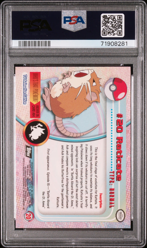 1999 Topps Pokemon Tv #20 Raticate Foil PSA 6