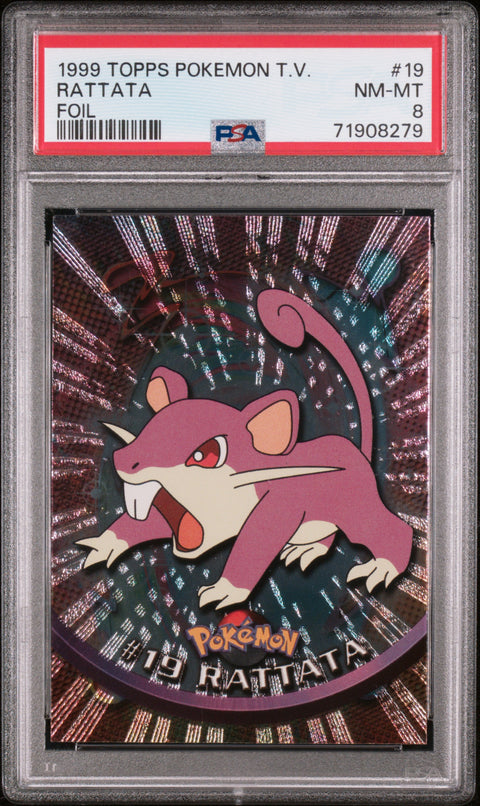 1999 Topps Pokemon Tv #19 Rattata Foil PSA 8