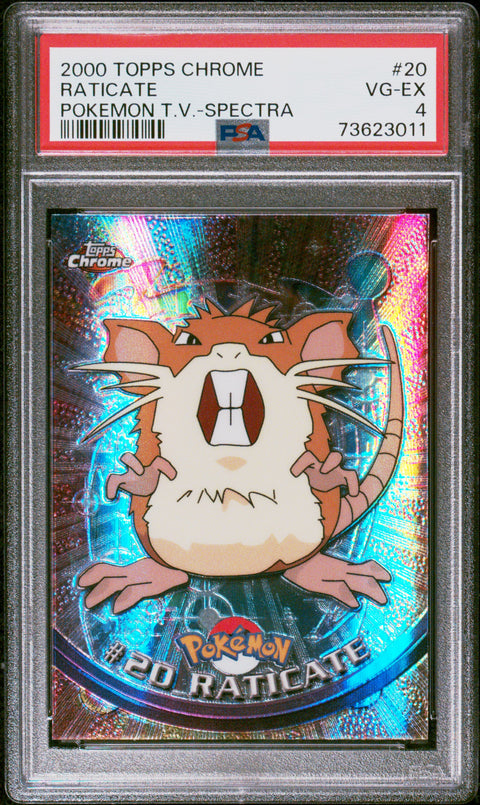 2000 Topps Chrome Pokemon T.V. #20 Raticate Pokemon T.V.-Spectra PSA 4