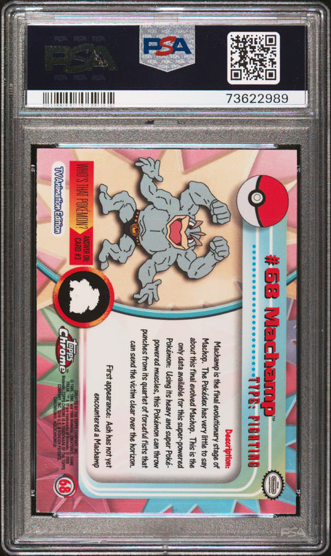 2000 Topps Chrome Pokemon T.V. #68 Machamp Pokemon T.V. PSA 9