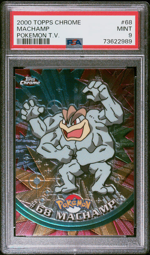 2000 Topps Chrome Pokemon T.V. #68 Machamp Pokemon T.V. PSA 9