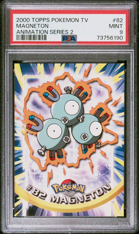 2000 Topps Pokemon Tv Animation Series 2 #82 Magneton Animation Series 2 PSA 9