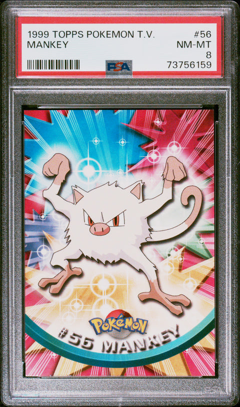 1999 Topps Pokemon Tv #56 Mankey PSA 8