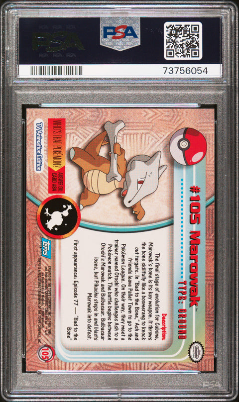 2000 Topps Pokemon Tv Animation Series 2 #105 Marowak Animation Series 2 PSA 9