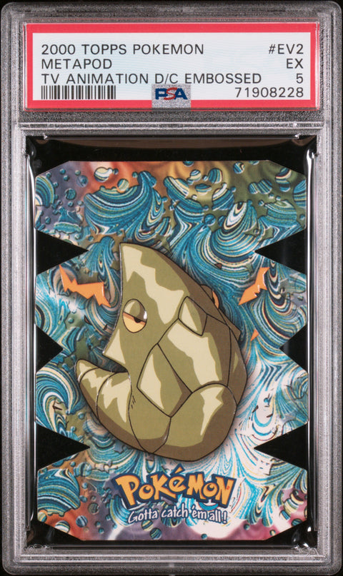 2000 Topps Pokemon Tv Animation Die-Cut Embossed #EV2 Metapod Tv PSA 5