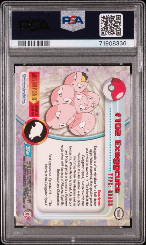 2000 Topps Pokemon Tv Animation Series 2 #102 Exeggcute PSA 7