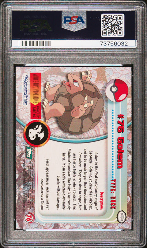 1999 Topps Pokemon Tv #76 Golem PSA 9