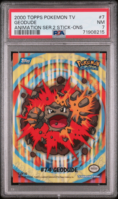 2000 Topps Pokemon Tv Animation Series 2 Stick-Ons #7 Geodude PSA 7