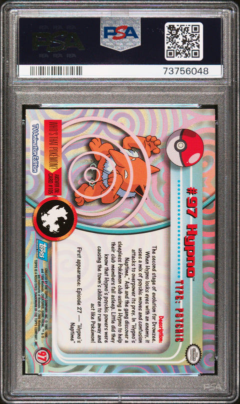 2000 Topps Pokemon Tv Animation Series 2 #97 Hypno Animation Series 2 PSA 8