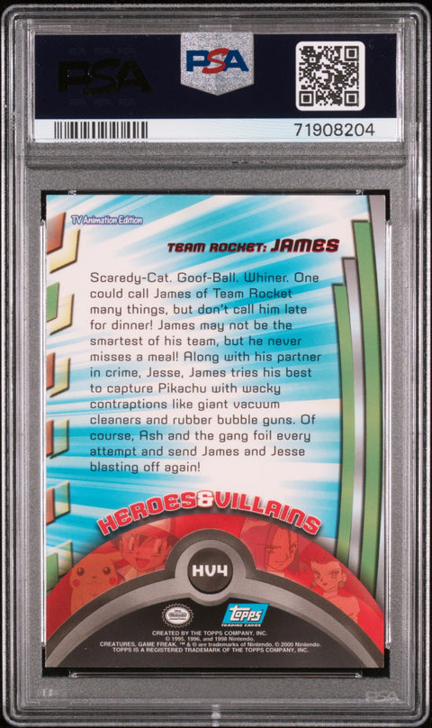 2000 Topps Pokemon Tv Animation Series 2 Heroes & Villains #HV4 James PSA 8