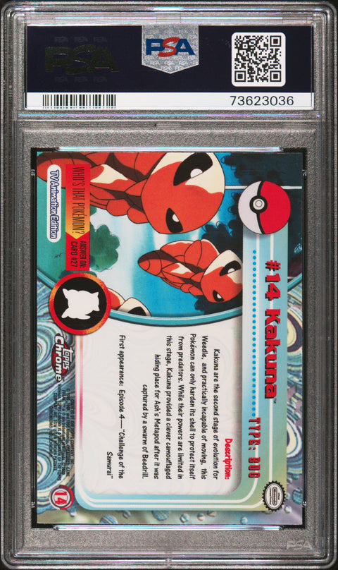 2000 Topps Chrome Pokemon T.V. #14 Kakuna Pokemon T.V. PSA 9