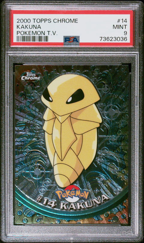 2000 Topps Chrome Pokemon T.V. #14 Kakuna Pokemon T.V. PSA 9