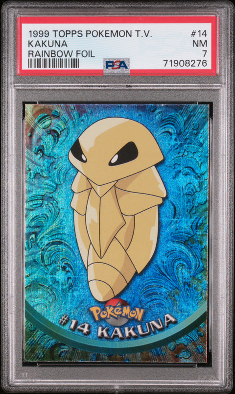 1999 Topps Pokemon Tv #14 Kakuna Rainbow Foil PSA 7
