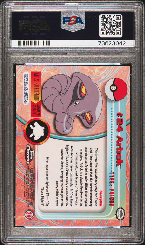 2000 Topps Chrome Pokemon T.V. #24 Arbok Pokemon T.V. PSA 9