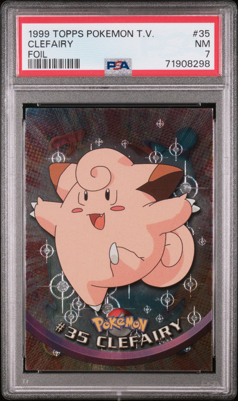 1999 Topps Pokemon Tv #35 Clefairy Foil PSA 7
