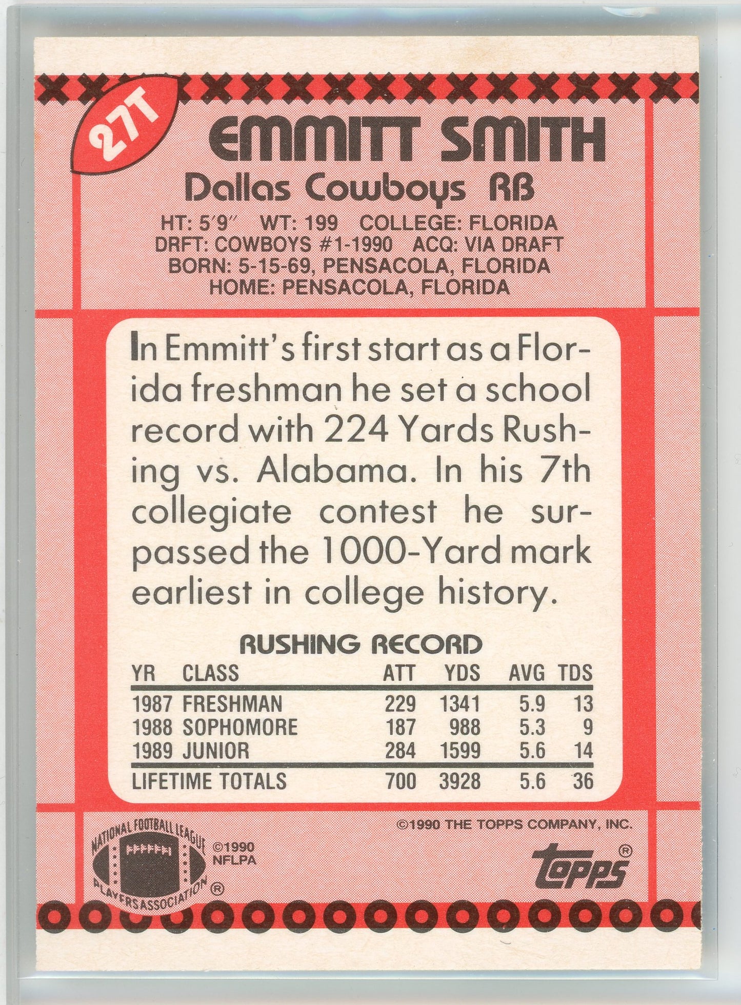 1990 Topps Traded #27T Emmitt Smith