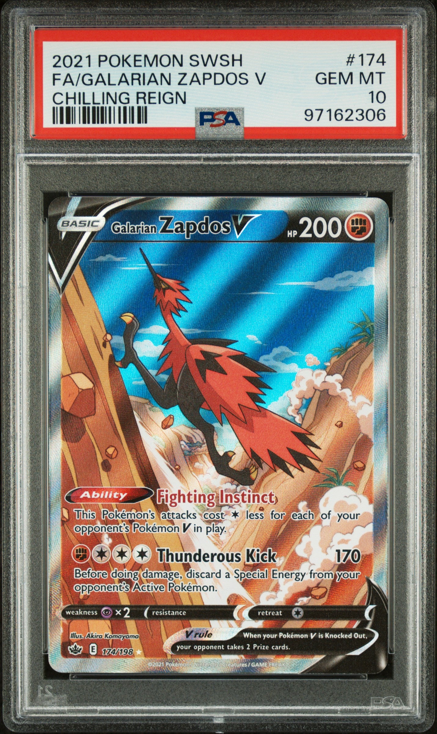 2021 Pokemon #174 Fa/Galarian Zapdos V Chilling Reign PSA 10 Aloha Card Shop 2021 Pokemon #174 Fa/Galarian Zapdos V Chilling Reign PSA 10 Aloha Card Shop