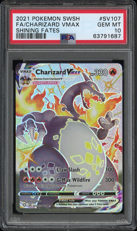 2021 Pokemon #SV107 Fa/Charizard Vmax Shining Fates PSA 10