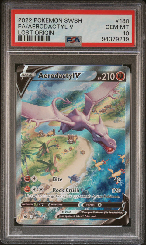 2022 Pokemon Sword & Shield Lost Origin #180 Fa/Aerodactyl V Lost Origin PSA 10