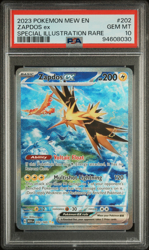 2023 Pokemon Mew En-151 #202 Zapdos Ex Special Illustration Rare PSA 10