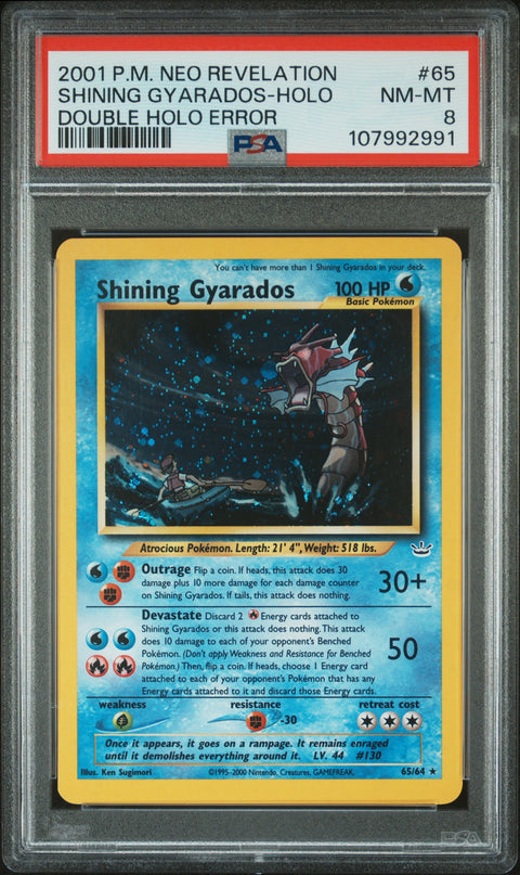 2001 Pokemon Neo Revelation #65 Shining Gyarados-Holo Double Holo Error PSA 8