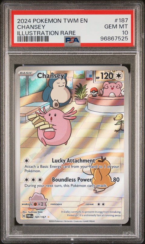 2024 Pokemon Twm En-Twilight Masquerade #187 Chansey Illustration Rare PSA 10